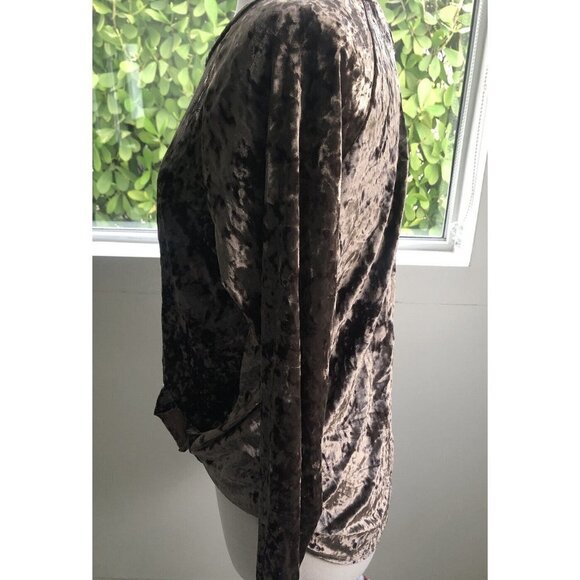 Peppermint USA Summer Waist Tie Crushed Velvet - Tan Size Small - Long Sleeve - Picture 3 of 7